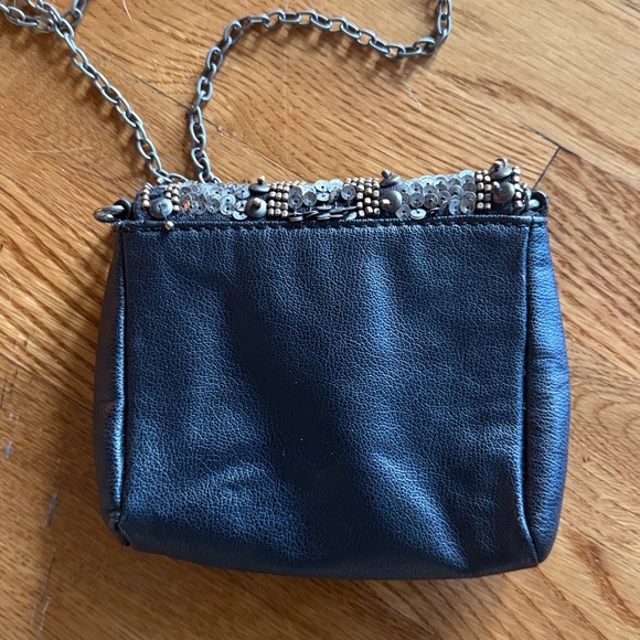 ECOTE ladies small beaded sequin black handbag, long chain handle - Picture 4 of 7